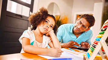 A father talking to his daughter