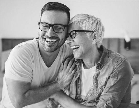 A couple laughs together