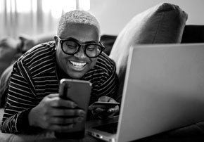 Person holding smart phone