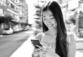 Person holding smart phone