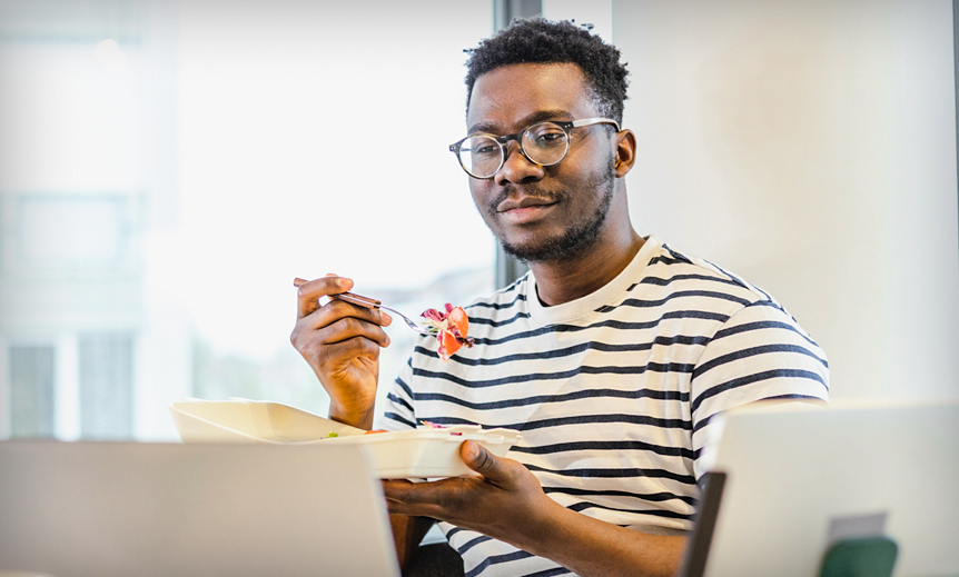 person looking at laptop