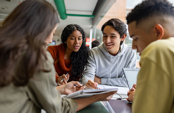 Young people collaborate on a project