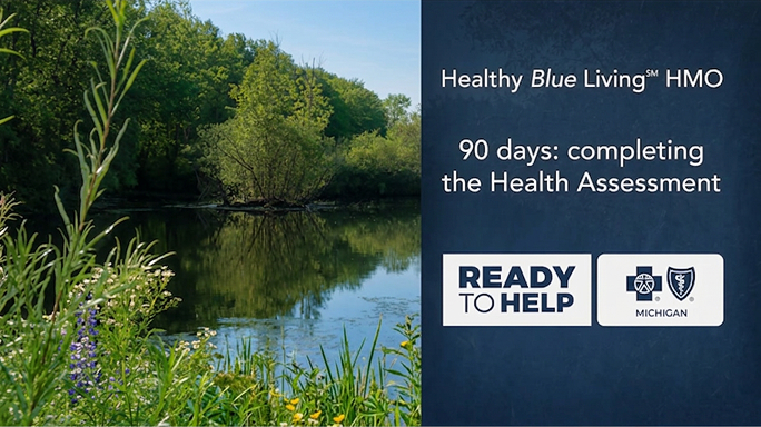 Cover image for completing the health assessment video featuring a lake and video title