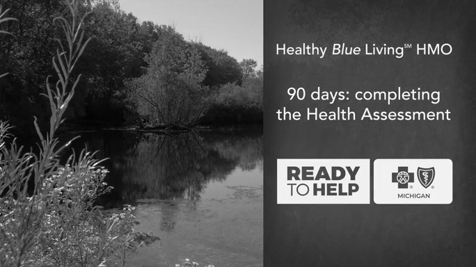 Cover image for completing the health assessment video featuring a lake and video title