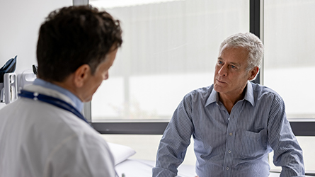 A provider and a patient speak