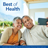 Summer 2025 newsletter cover featuring a happy couple taking a selfie by a lake.