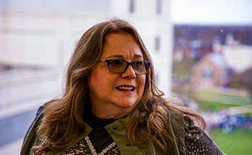 Michigan public school retiree Barbara, smiling