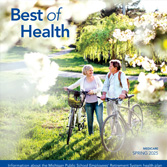 Spring 2025 newsletter cover featuring a senior couple going for a bike ride.