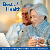 Winter 2026 newsletter cover featuring a couple looking at a laptop together