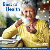 Winter 2026 newsletter cover featuring a smiling woman holding a teacup and saucer