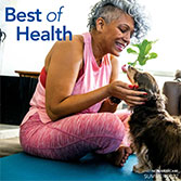 Summer 2022 newsletter cover featuring a woman sitting with her dog.