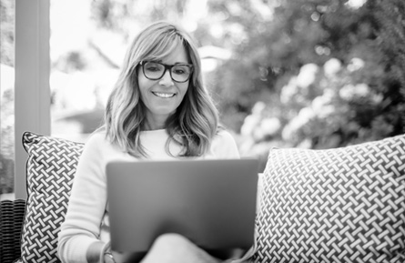 Woman looking at a laptop 