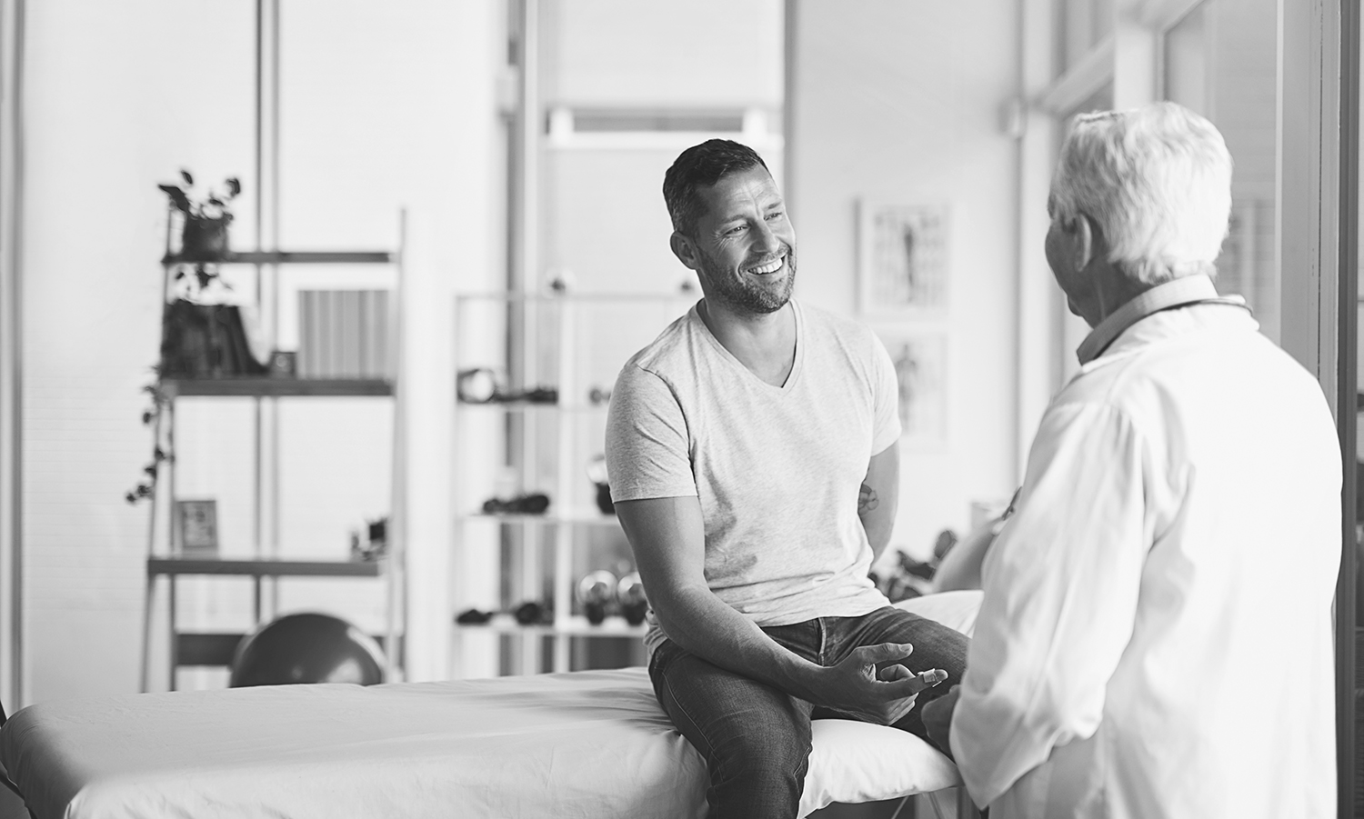 A patient talks to a doctor.