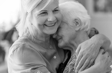 Woman hugs her mother