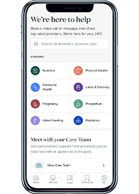 A mobile device showing options for selecting a provider 