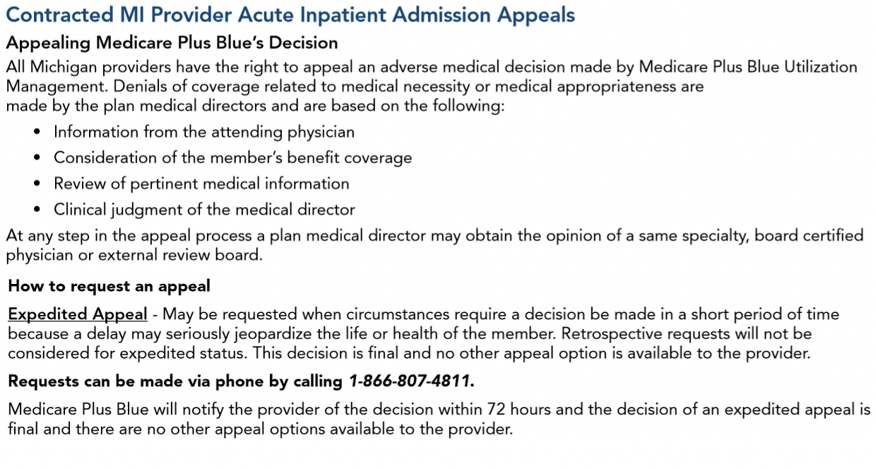 Inpatient Admission Appeals Screenshot 1
