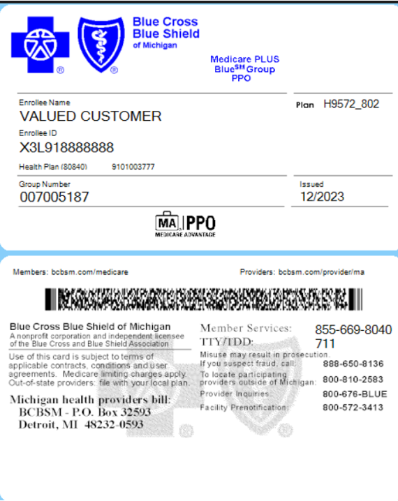 A close-up of a medical card Description automatically generated