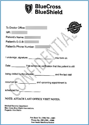 A close-up of a patient form Description automatically generated