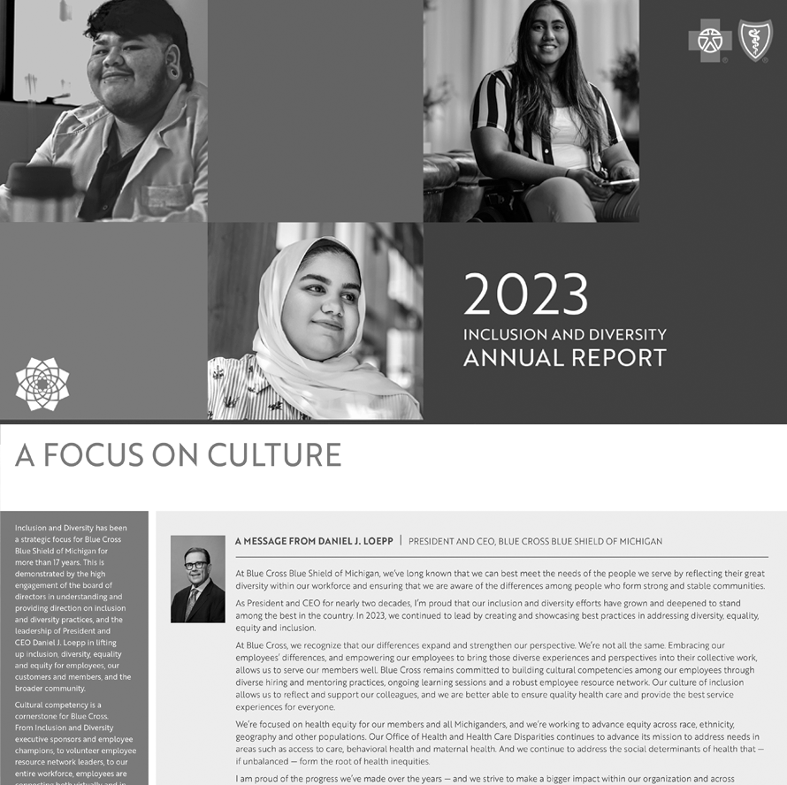 Screenshot of 2023 Inclusion and Diversity Annual Report